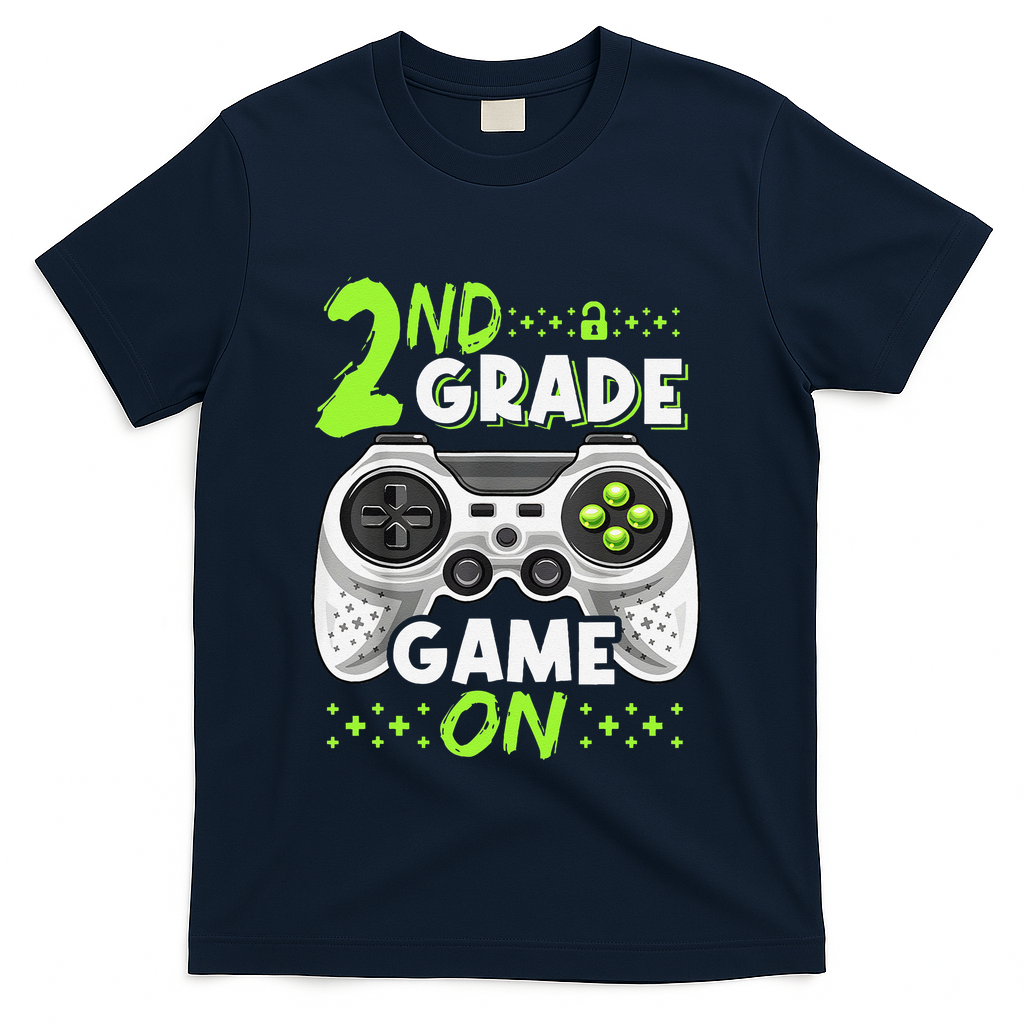 Game On 2nd Grade Back To School Funny Gamer T-Shirt - Navy
