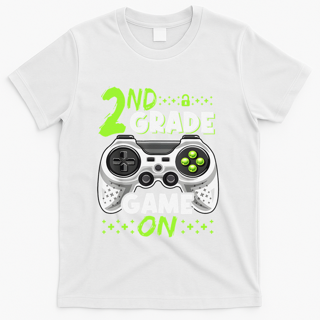 Game On 2nd Grade Back To School Funny Gamer T-Shirt - White