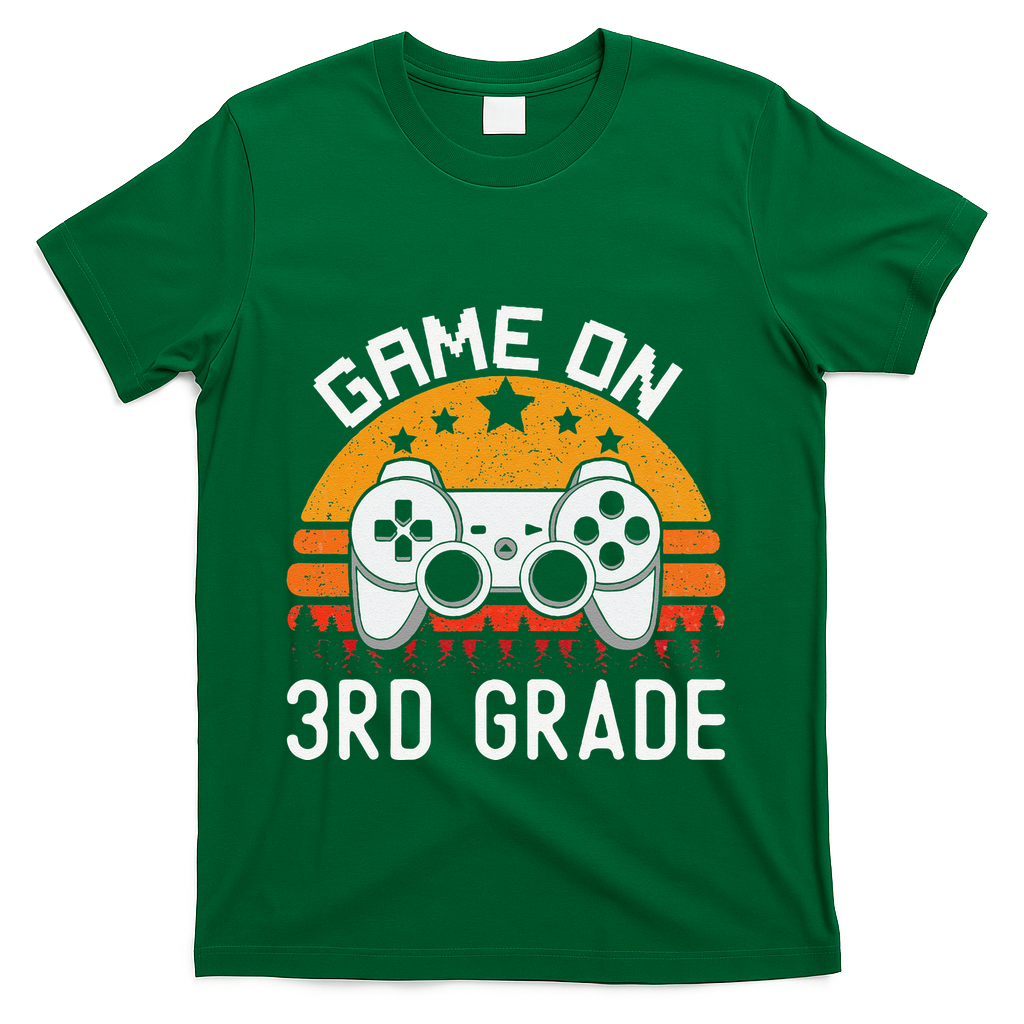 Game On 3rd Grade Back To School Third Grade Gamer T-Shirt - Green