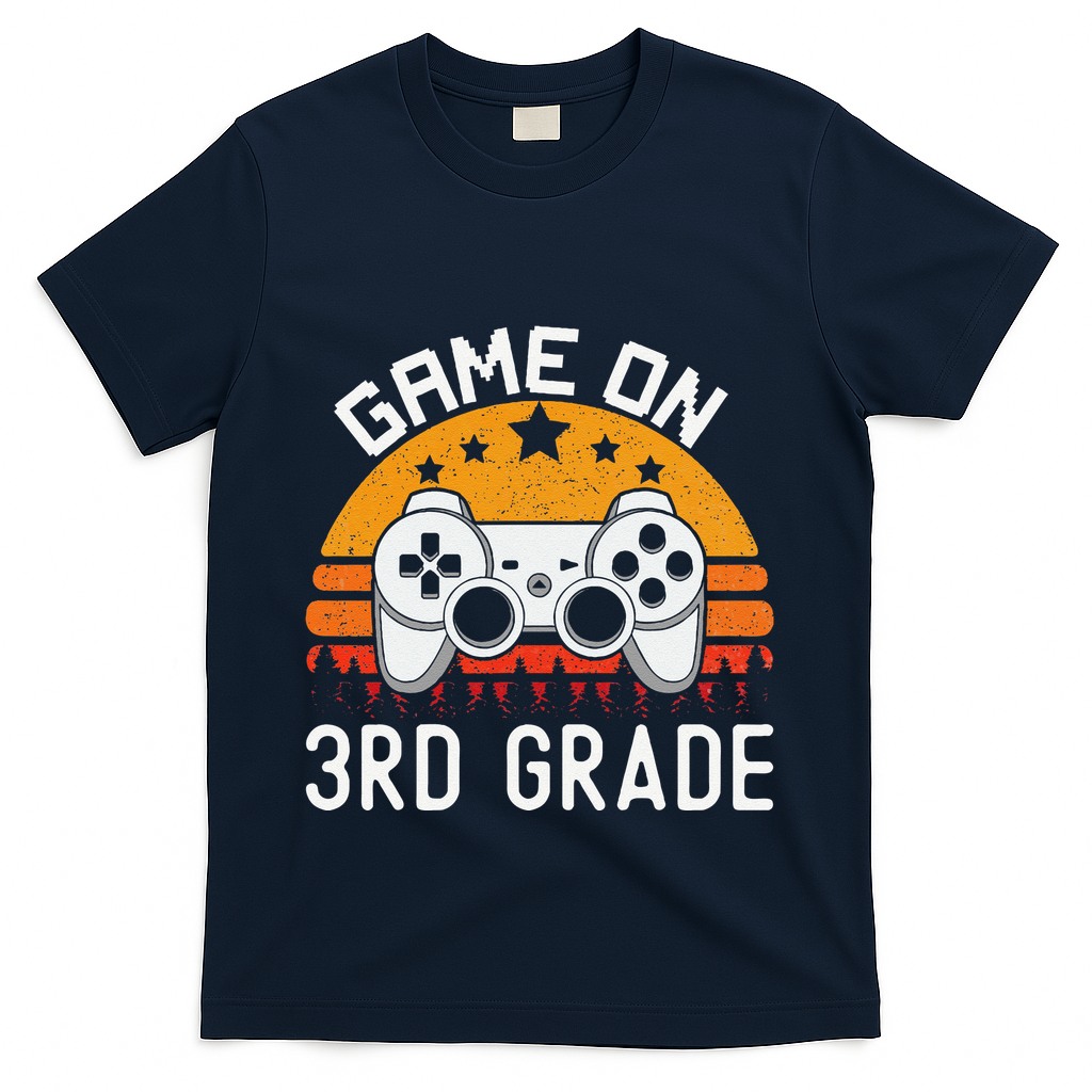 Game On 3rd Grade Back To School Third Grade Gamer T-Shirt - Navy