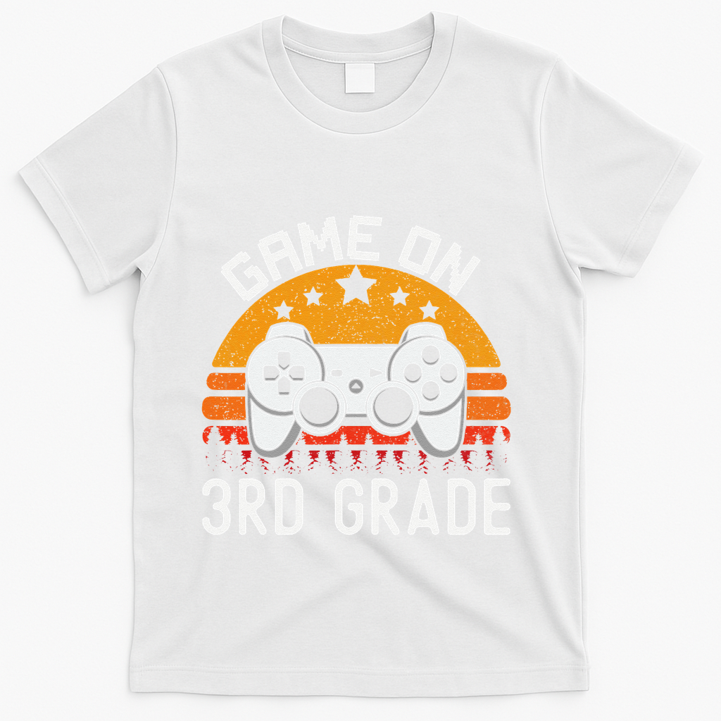 Game On 3rd Grade Back To School Third Grade Gamer T-Shirt - White