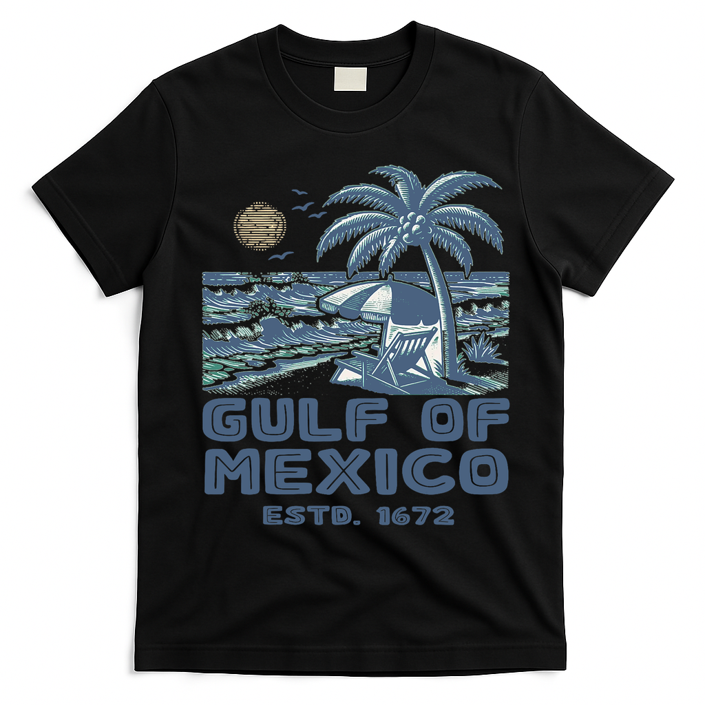 Gulf Of Mexico 1672 Vintage Beach Gulf Of Mexico Forever T-Shirt - Black