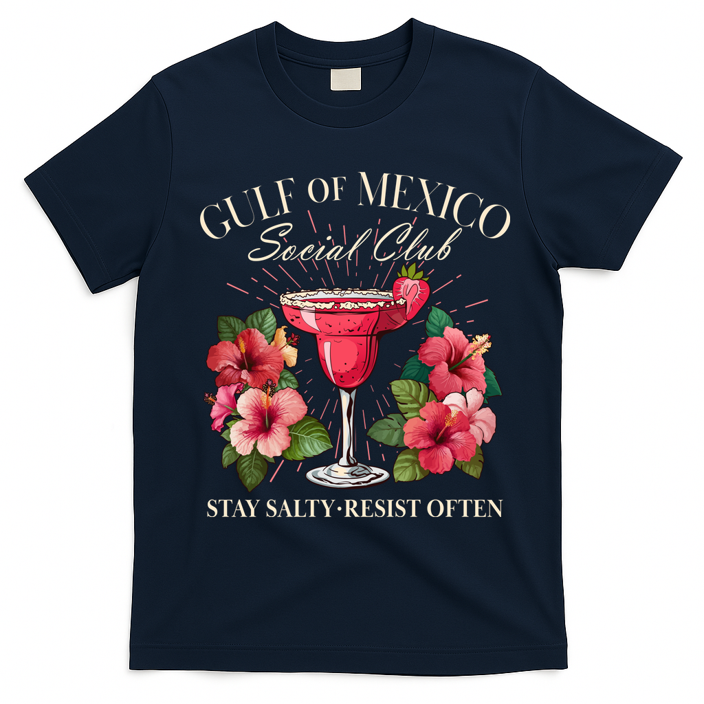 Gulf Of Mexico Social Club Stay Salty Resist Often T-Shirt - Navy Blue