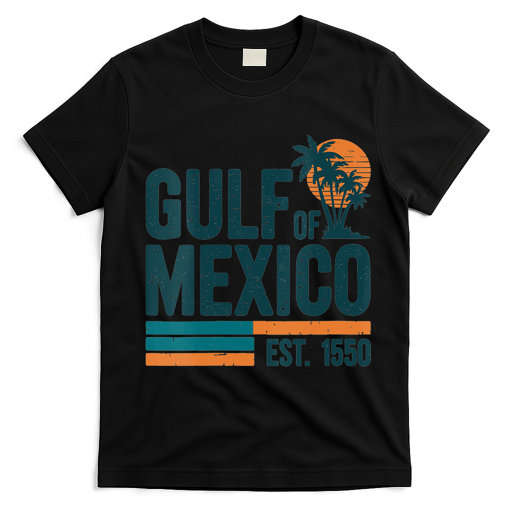 Gulf Of Mexico Est 1550 Retro Vintage T-Shirt - Black