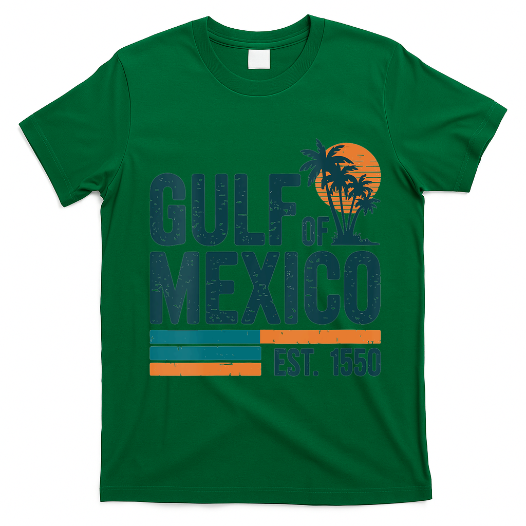 Gulf Of Mexico Est 1550 Retro Vintage T-Shirt - Irish Green