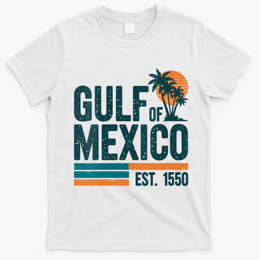 Gulf Of Mexico Est 1550 Retro Vintage T-Shirt - White