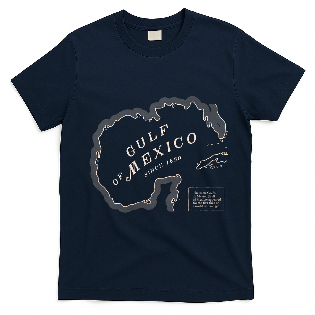 Gulf Of Mexico Map T-Shirt - Navy Blue