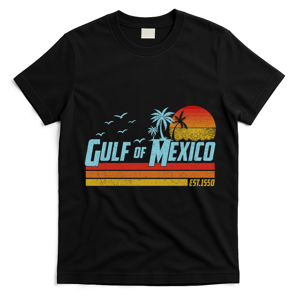 Gulf Of Mexico Est 1550 Retro Vintage Beach T-Shirt - Black
