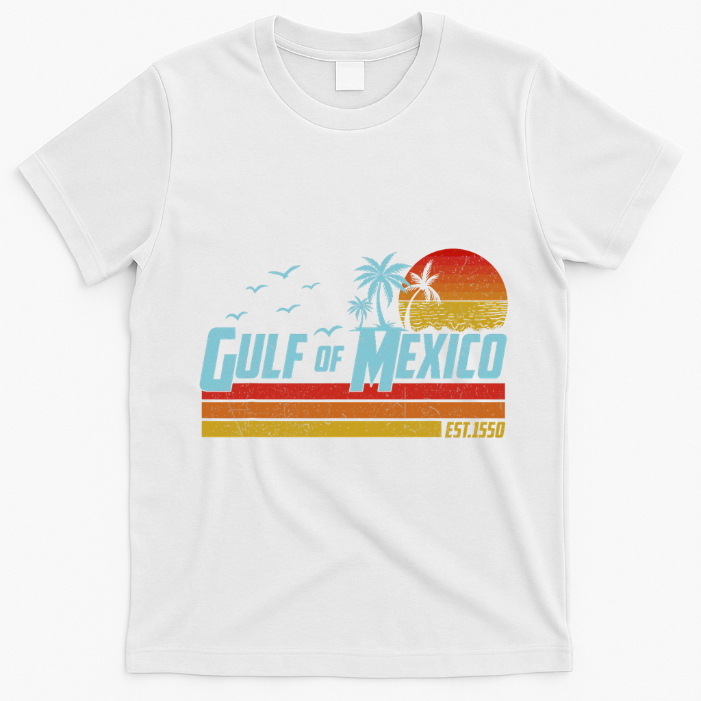 Gulf Of Mexico Est 1550 Retro Vintage Beach T-Shirt - White