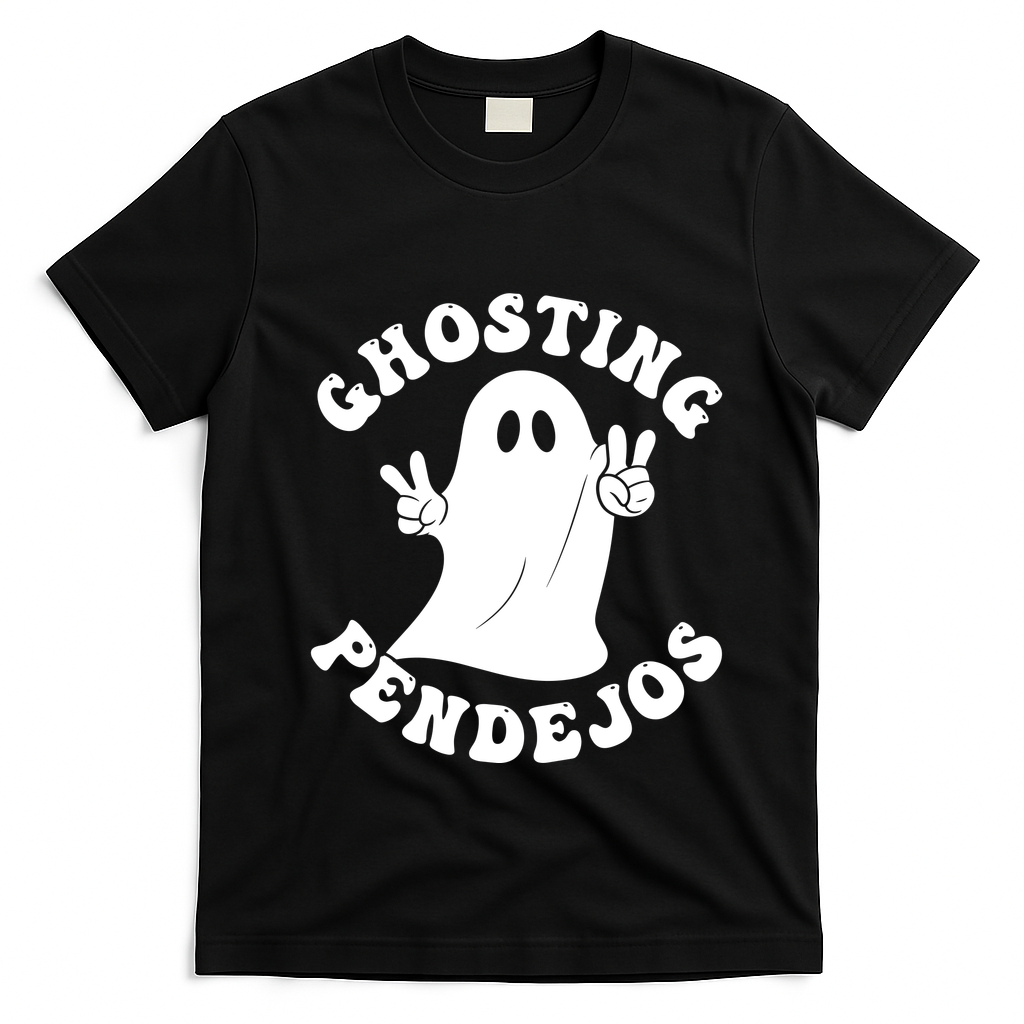 Ghosting Pendejos Funny Mexican Ghost Halloween Meme T-Shirt - Black