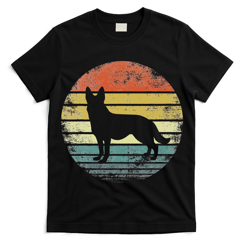 German Shepherd Lover Owner Gift Retro Sunset Dog T-Shirt