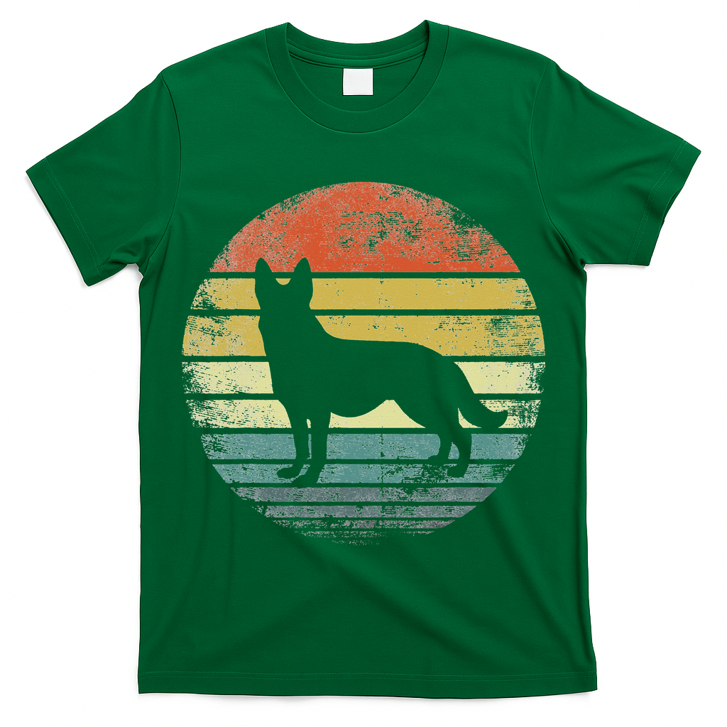 German Shepherd Lover Owner Gift Retro Sunset Dog T-Shirt