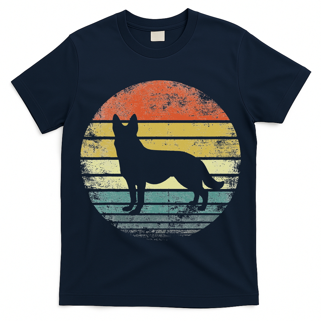 German Shepherd Lover Owner Gift Retro Sunset Dog T-Shirt