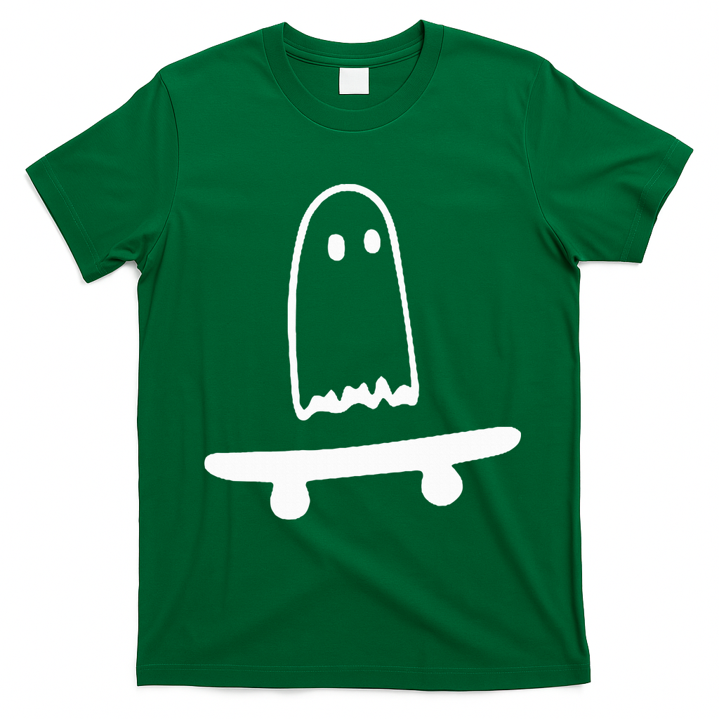 Ghost Skateboard Lazy Halloween Costume T-Shirt - Irish Green