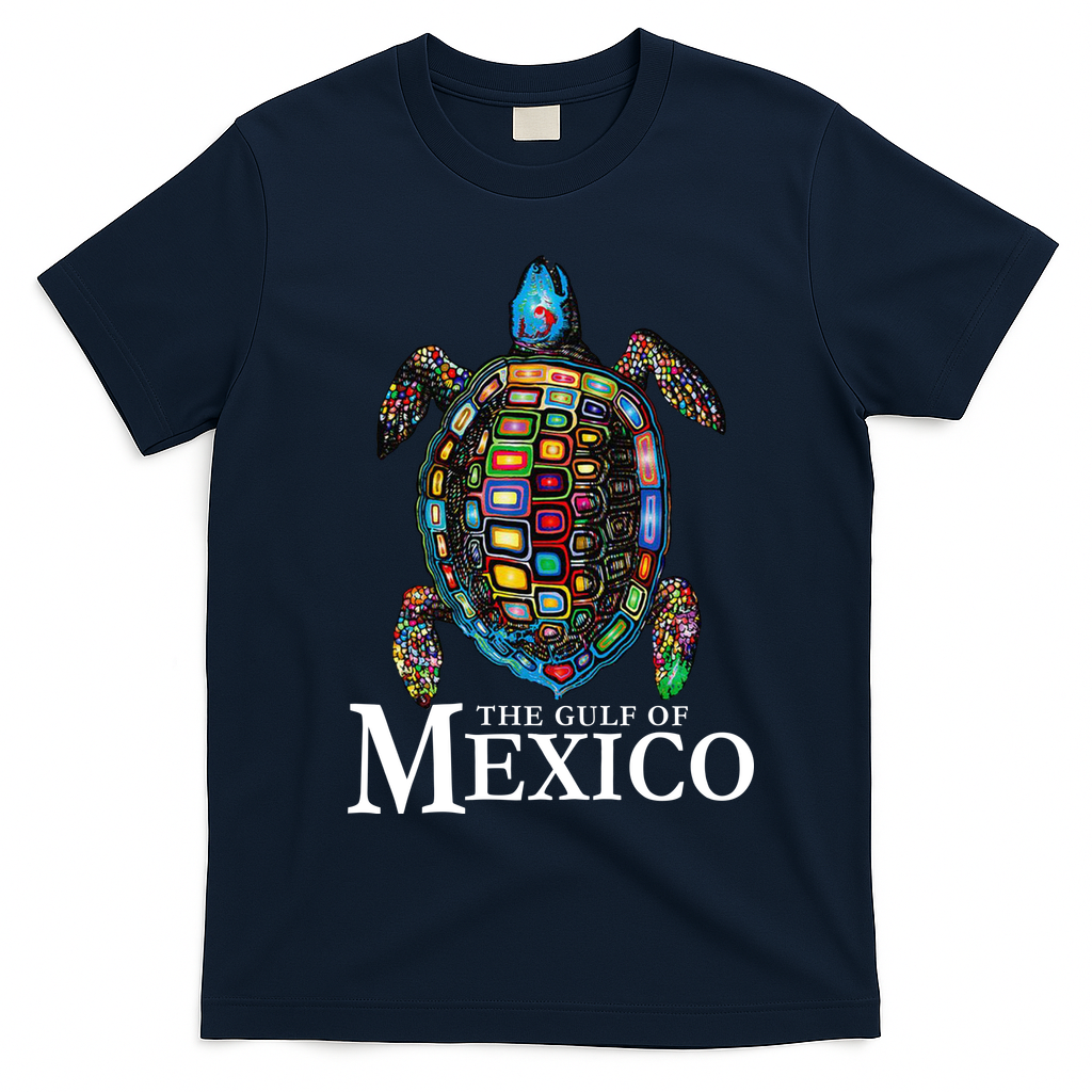 Graphic Sea Turtle Gulf Of Mexico Never Forget Trump T-Shirt - Navy Blue