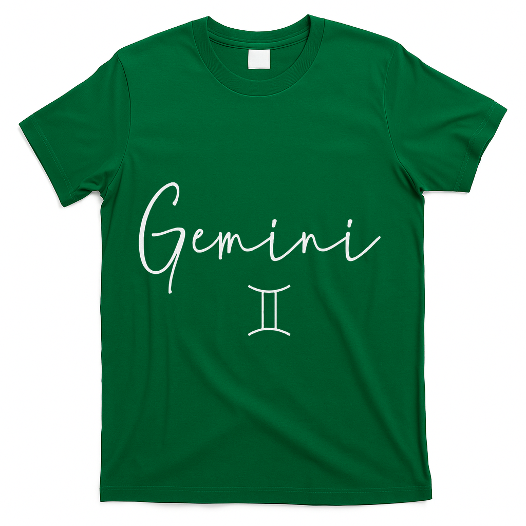 Gemini Sign Trendy Minimalist Zodiac T-Shirt - Green