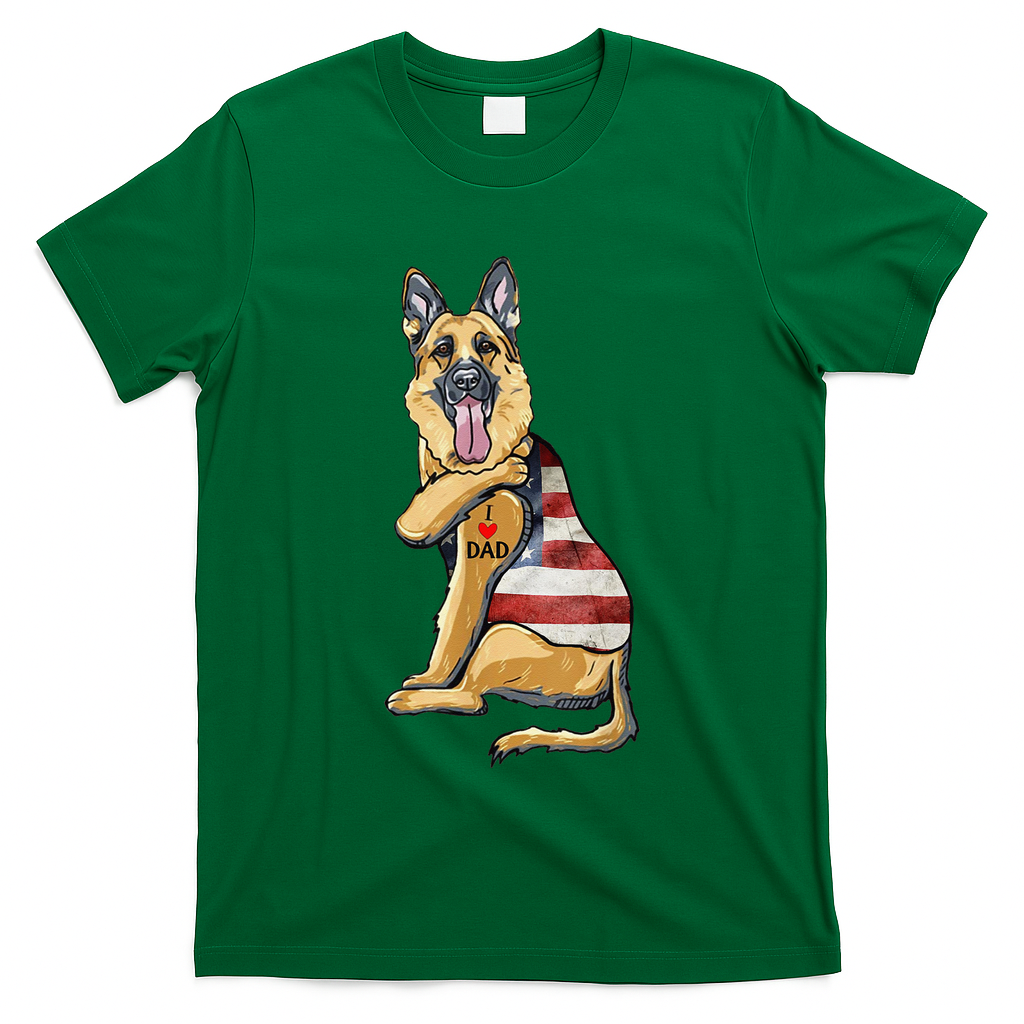 German Shepherd Tattoo Dog I Love Dad Fathers Day T-Shirt