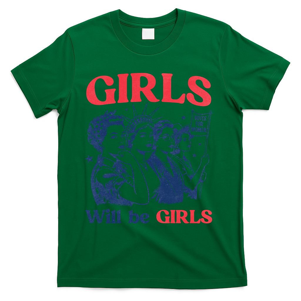 Girls Will Be Girls 4th Of July American USA T-Shirt - Green