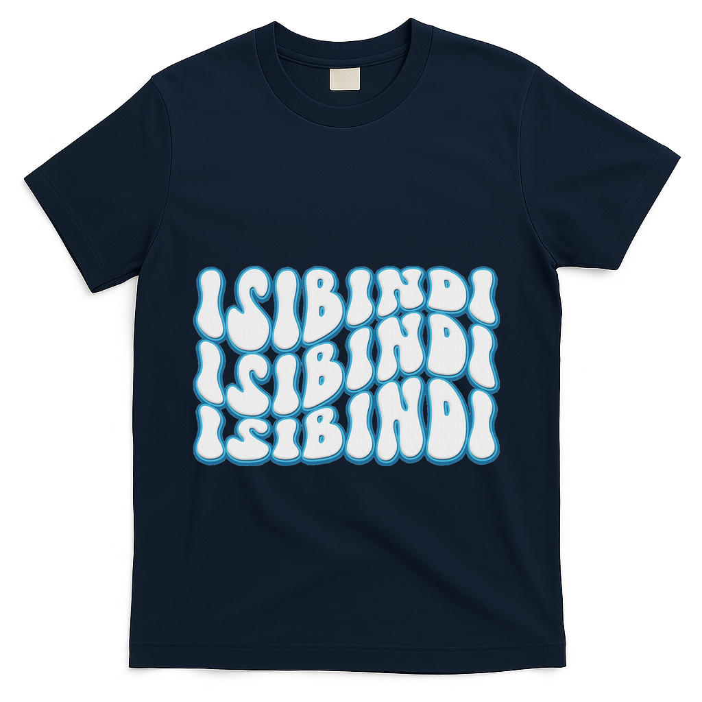 Groovy Wavy Style School Spirit Wear T-Shirt - Navy