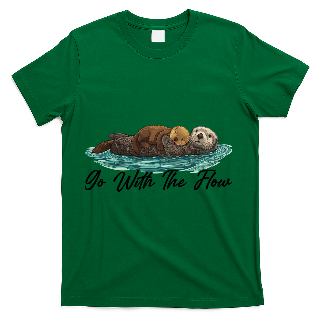 Go With The Flow Sea Otter T-Shirt - Green