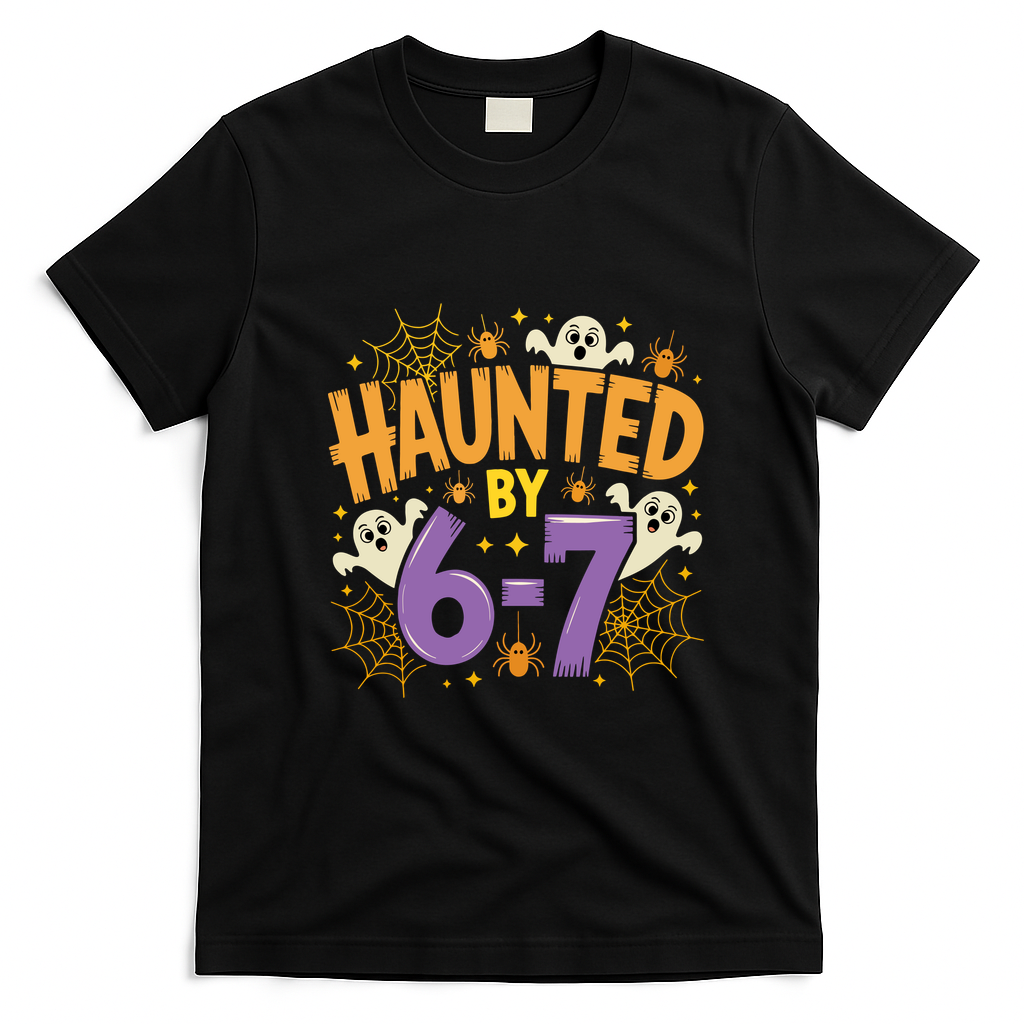 Gen Z Haunted By 6-7 Meme Spooky Ghost Halloween T-Shirt - Black