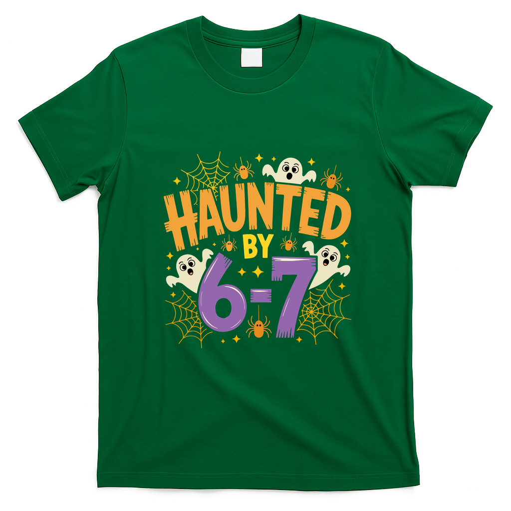 Gen Z Haunted By 6-7 Meme Spooky Ghost Halloween T-Shirt - Irish Green