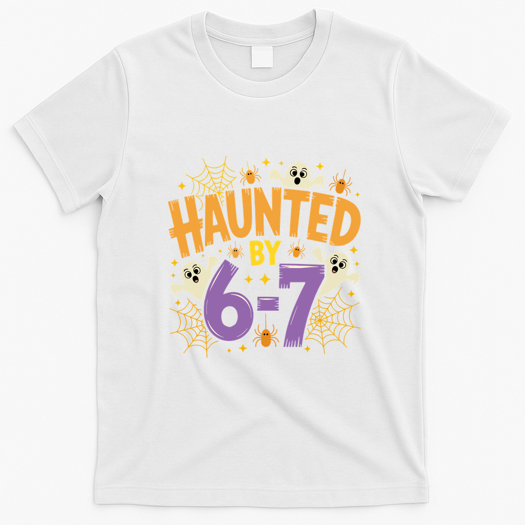 Gen Z Haunted By 6-7 Meme Spooky Ghost Halloween T-Shirt - White