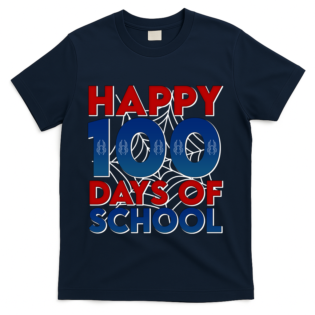 Happy 100 Days Of School Cute Superhero T-Shirt - Navy