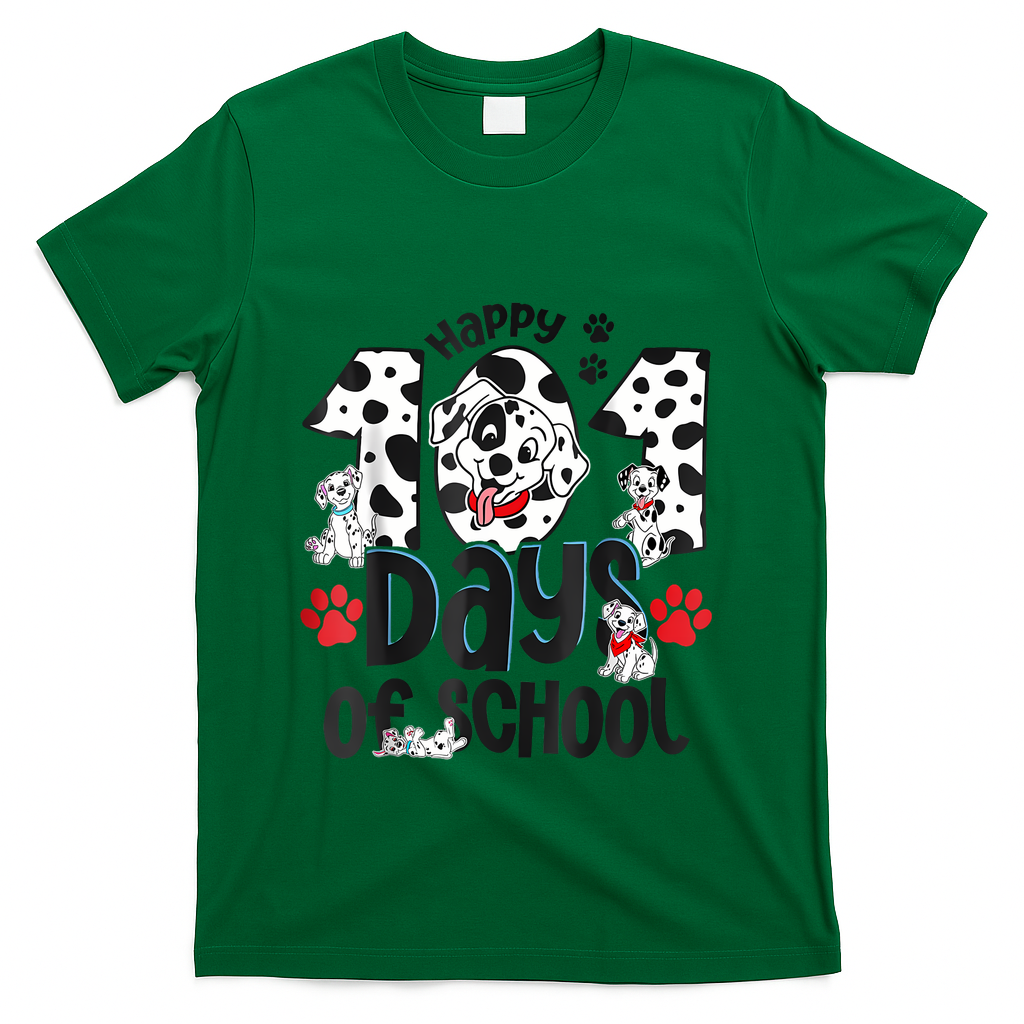 Happy 101 Days Of School Dog T-Shirt - Green