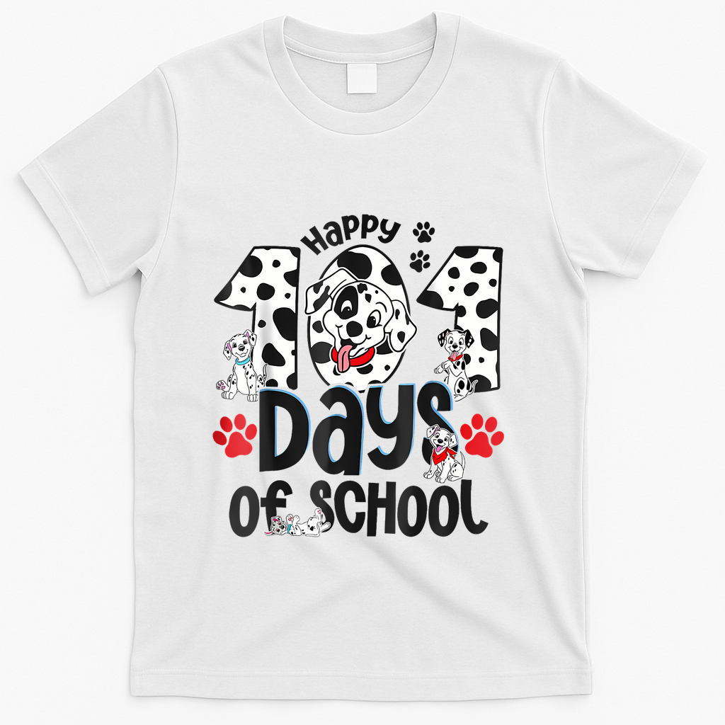 Happy 101 Days Of School Dog T-Shirt - White