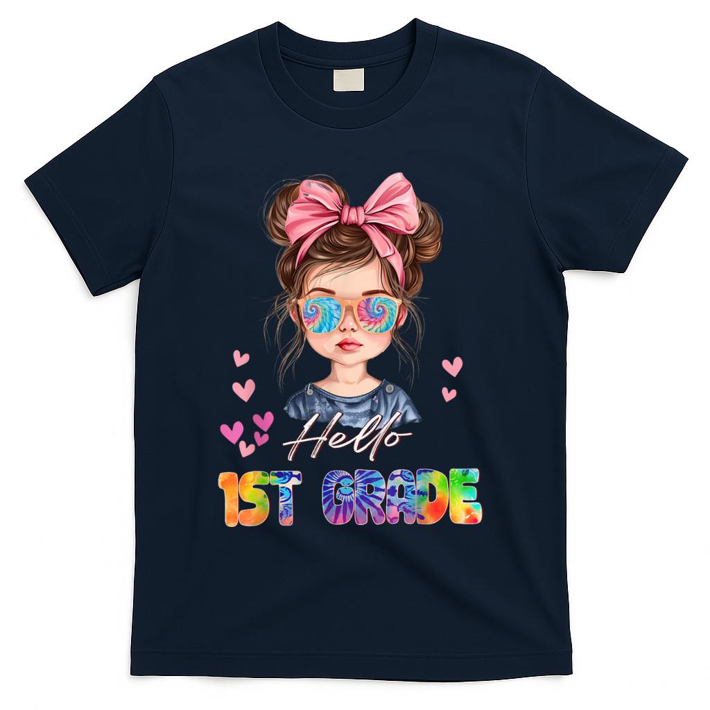Hello 1st Grade Back To School Gift For Girl T-Shirt - Navy