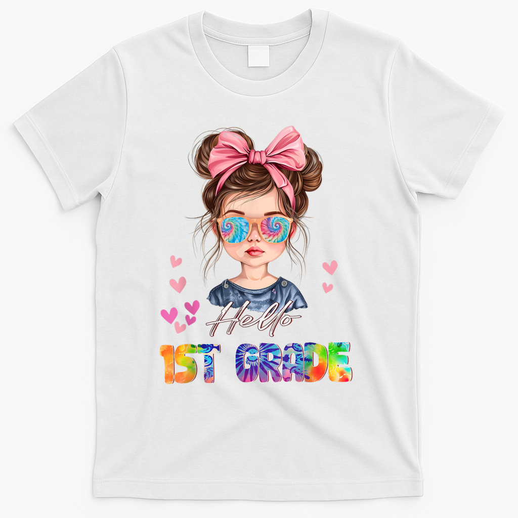 Hello 1st Grade Back To School Gift For Girl T-Shirt - White