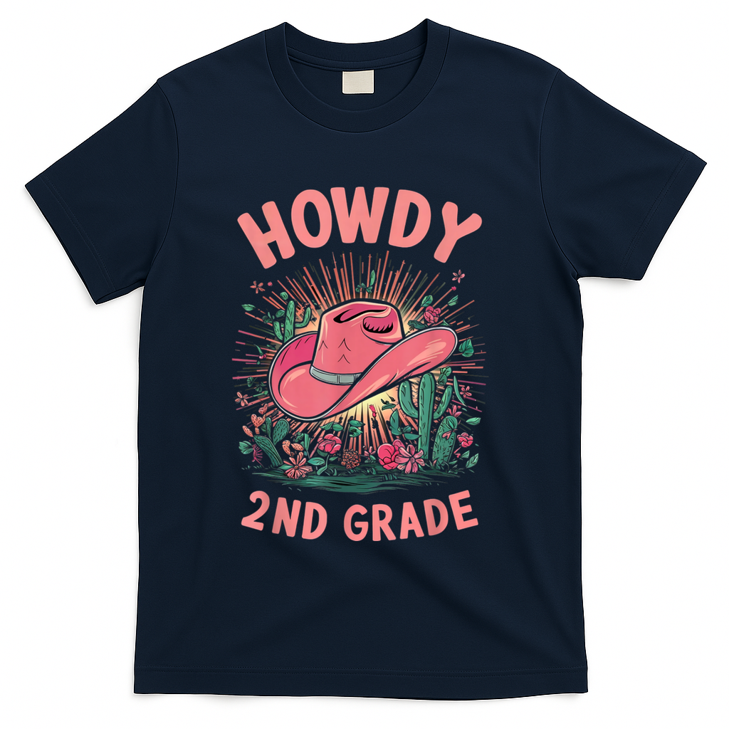 Howdy 2nd Grade Western Cowgirls Back To School Second Grade T-Shirt - Navy