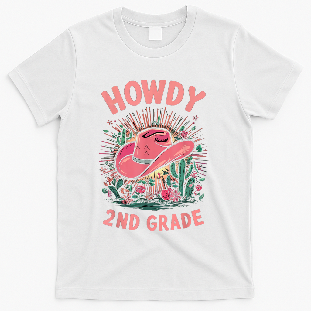 Howdy 2nd Grade Western Cowgirls Back To School Second Grade T-Shirt - White