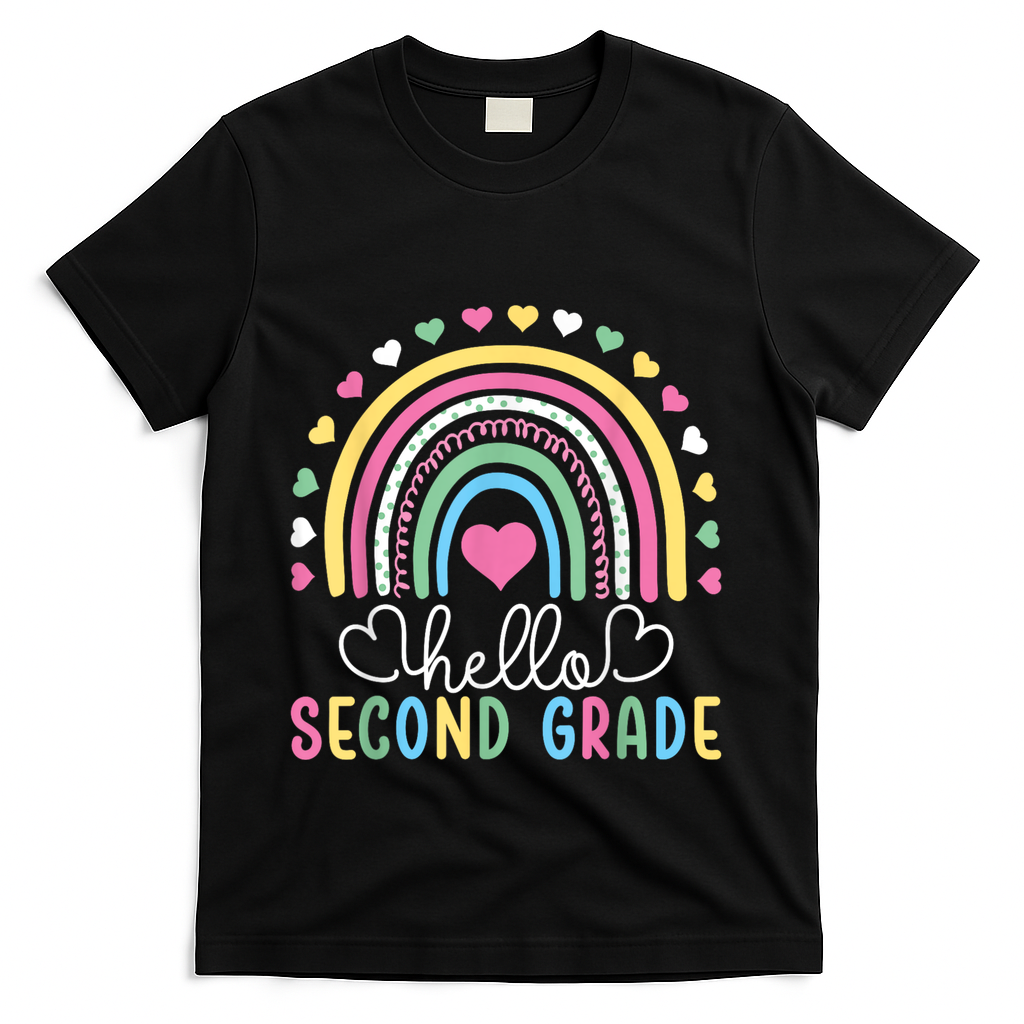 Hello 2nd Second Grade Teacher T-Shirt - Black