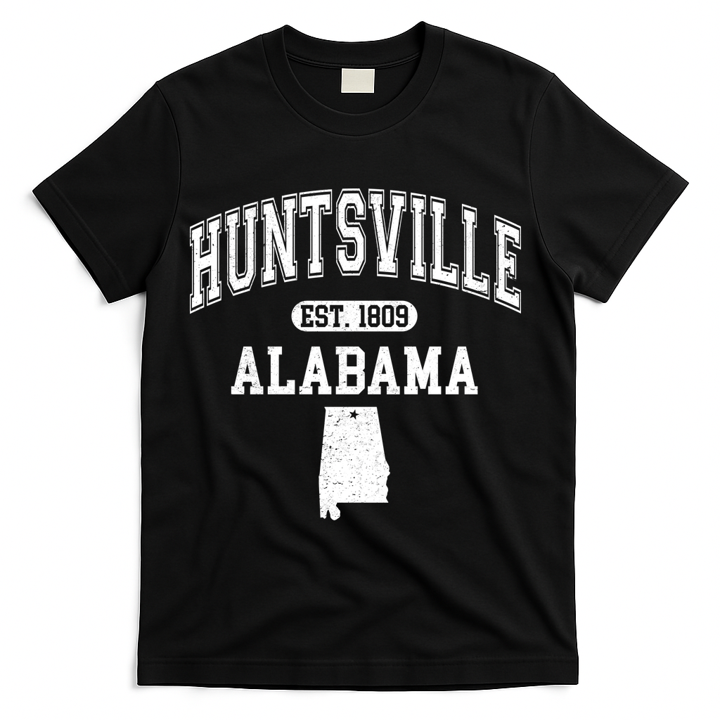 Huntsville Alabama Est 1809 Varsity T-Shirt - Black