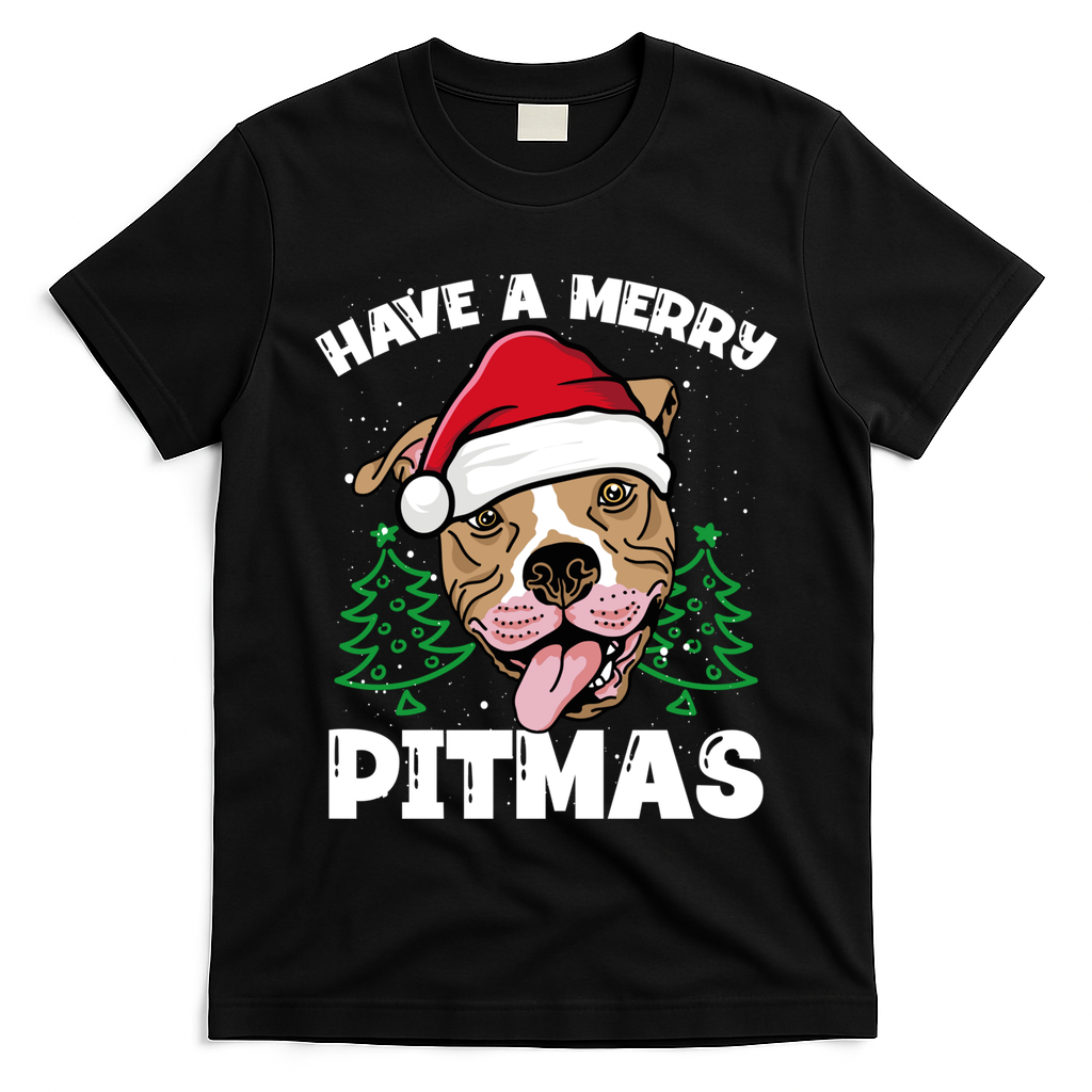 Have A Merry Pitmas Dog Owner Pitbull Dog Christmas Day Gift T-Shirt