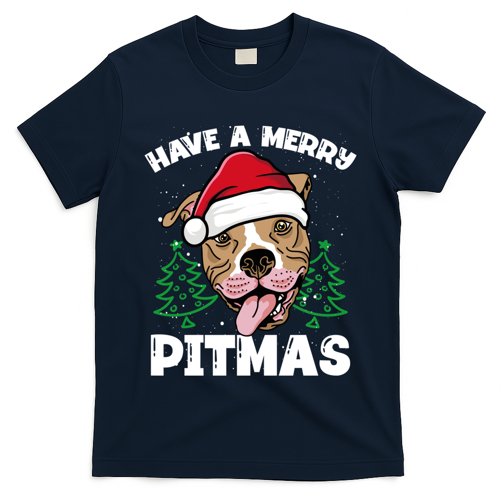 Have A Merry Pitmas Dog Owner Pitbull Dog Christmas Day Gift T-Shirt