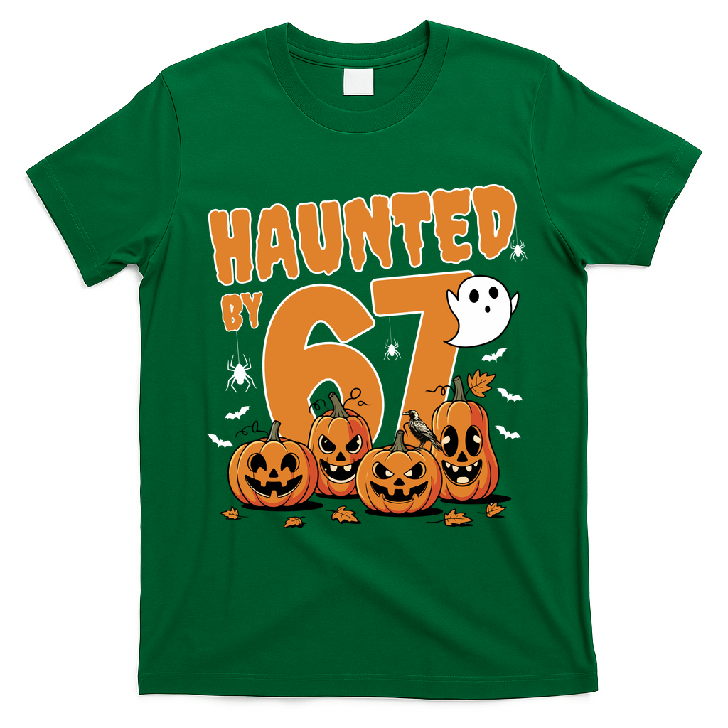 Haunted By 67 Funny Halloween 6-7 T-Shirt - Irish Green