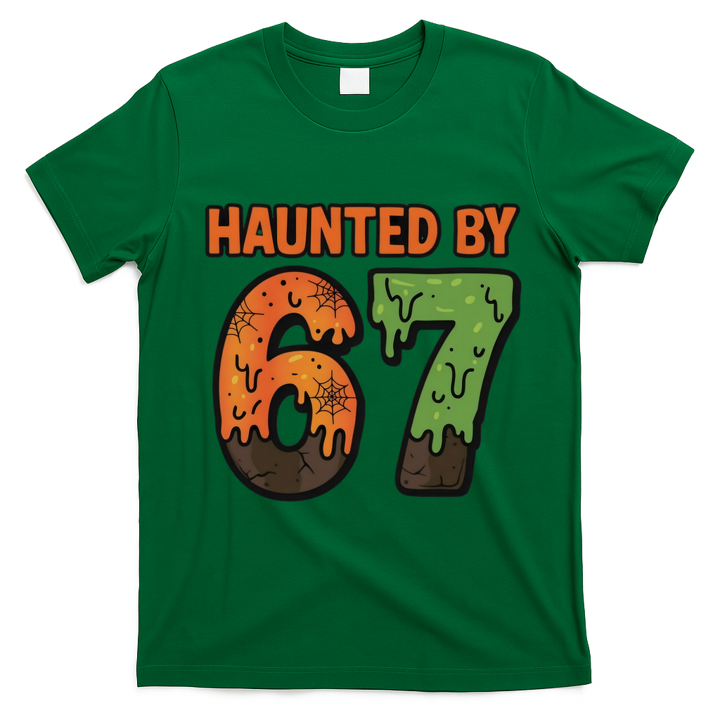 Haunted By 67 Halloween Meme T-Shirt - Irish Green