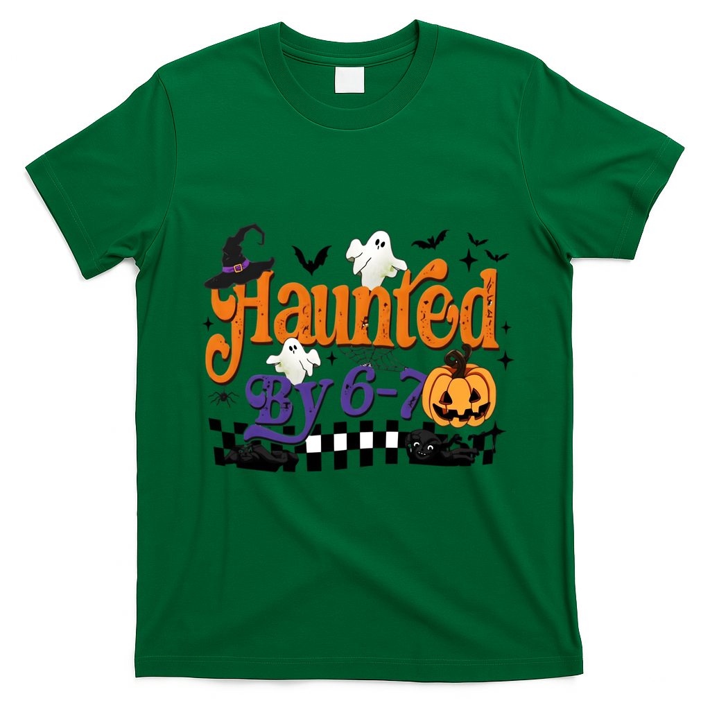 Haunted By 67 Halloween Funny Meme Joke T-Shirt - Irish Green
