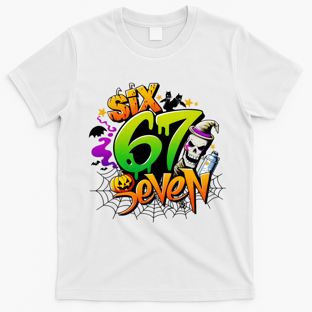 Haunted By 67 Halloween Meme Graffiti 6-7 T-Shirt - White