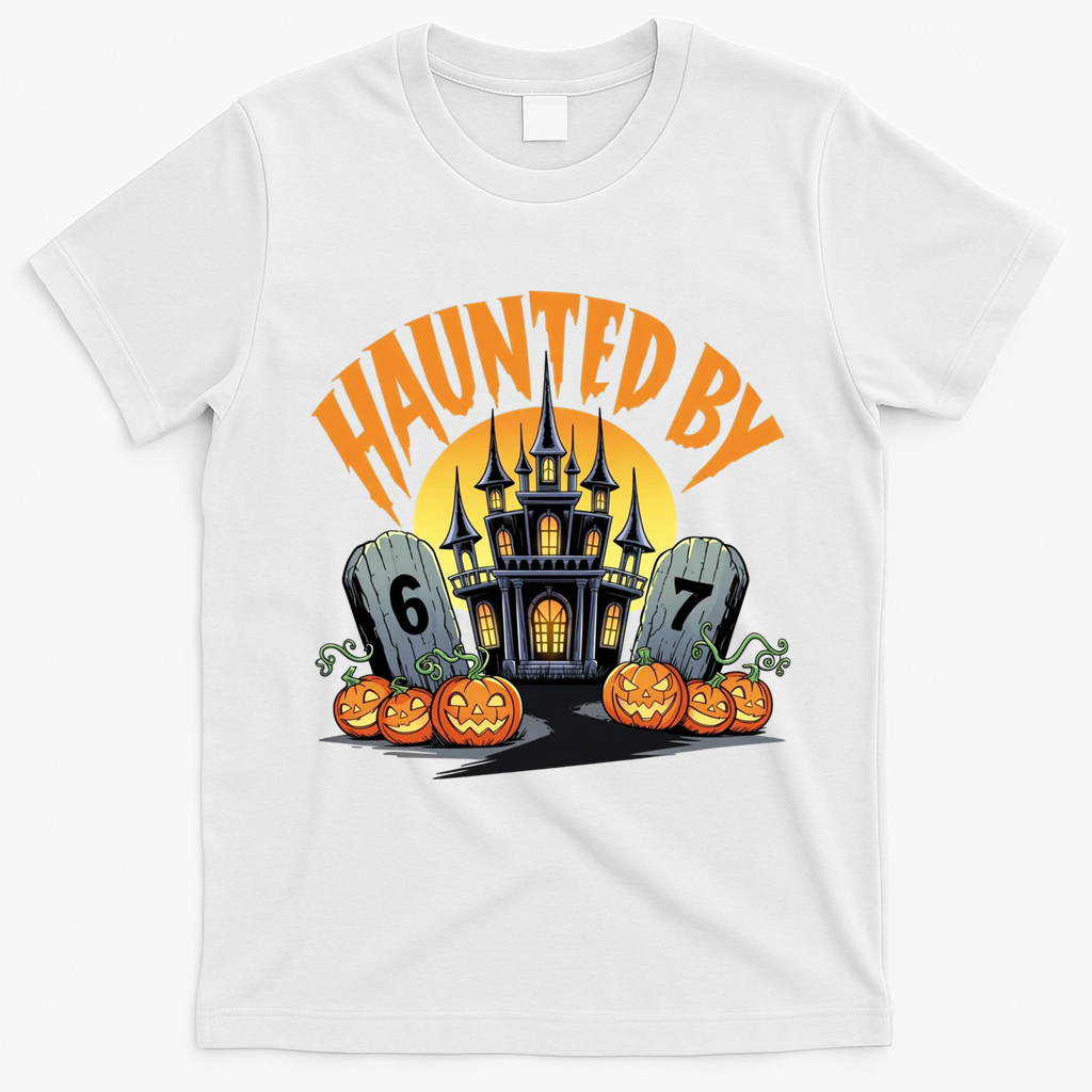 Haunted By 67 Funny Haunted By 6-7 Halloween T-Shirt - White