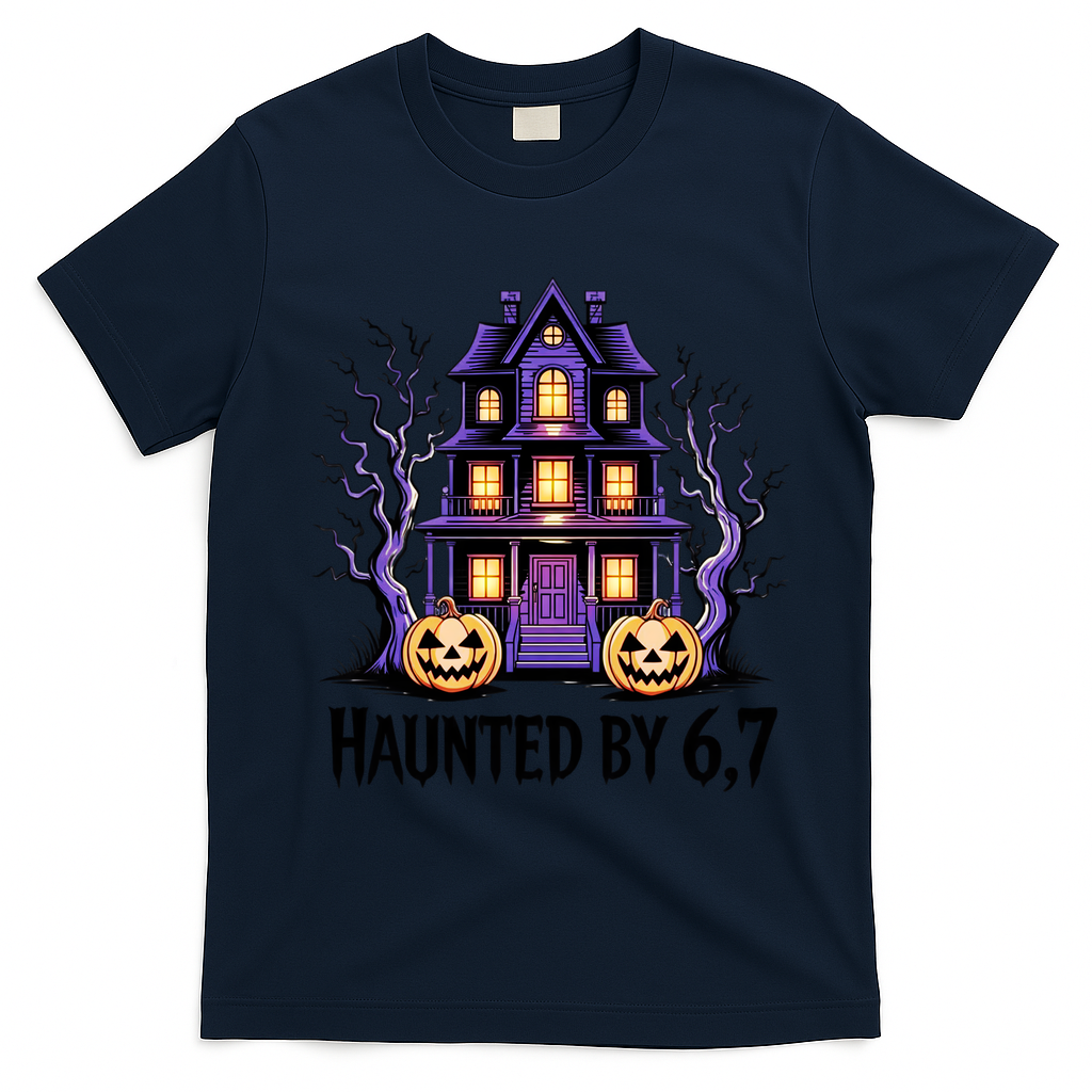 Haunted By 67 Halloween 6-7 Meme Spooky Costume T-Shirt - Navy Blue
