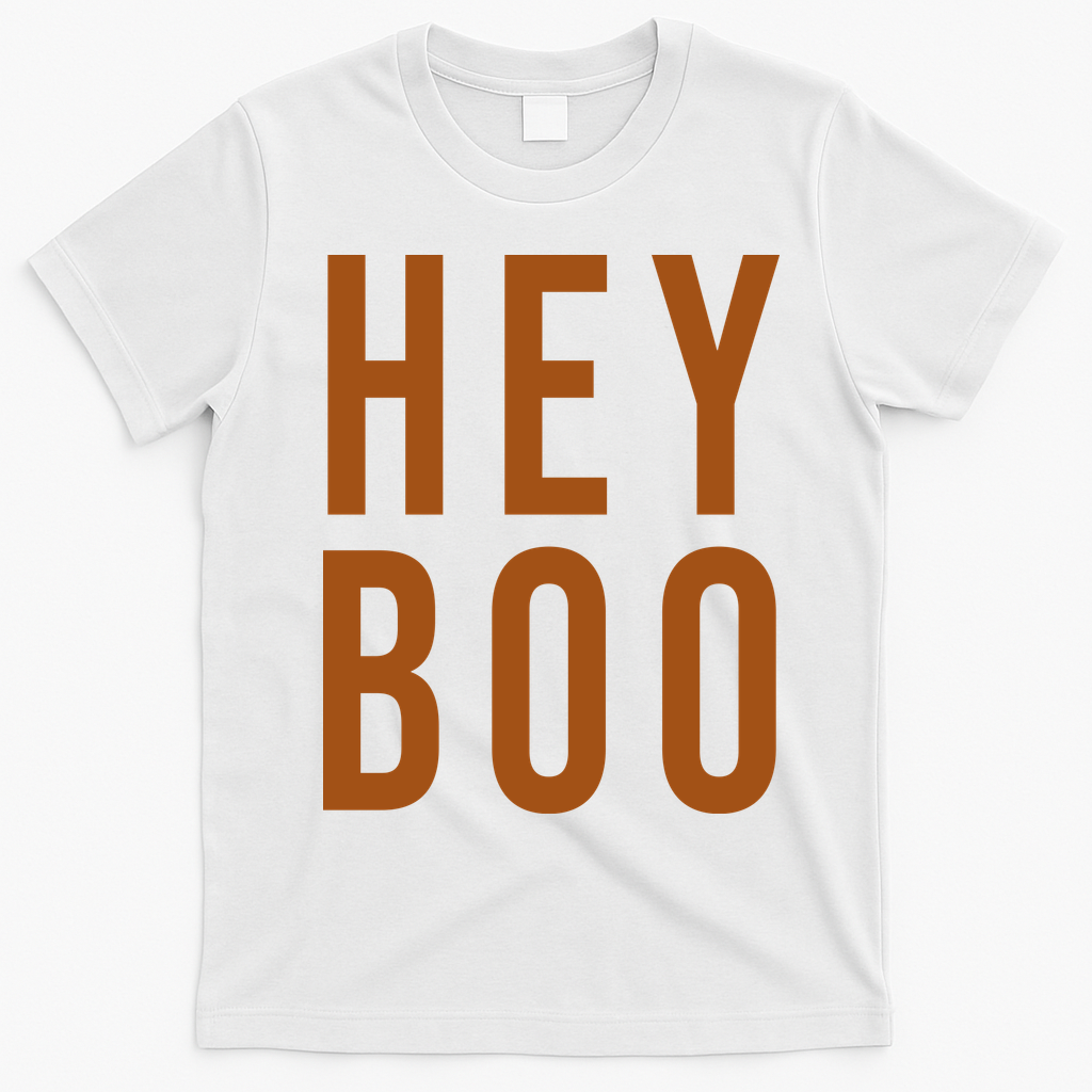 Hey Boo Funny Halloween Festive T-Shirt - White