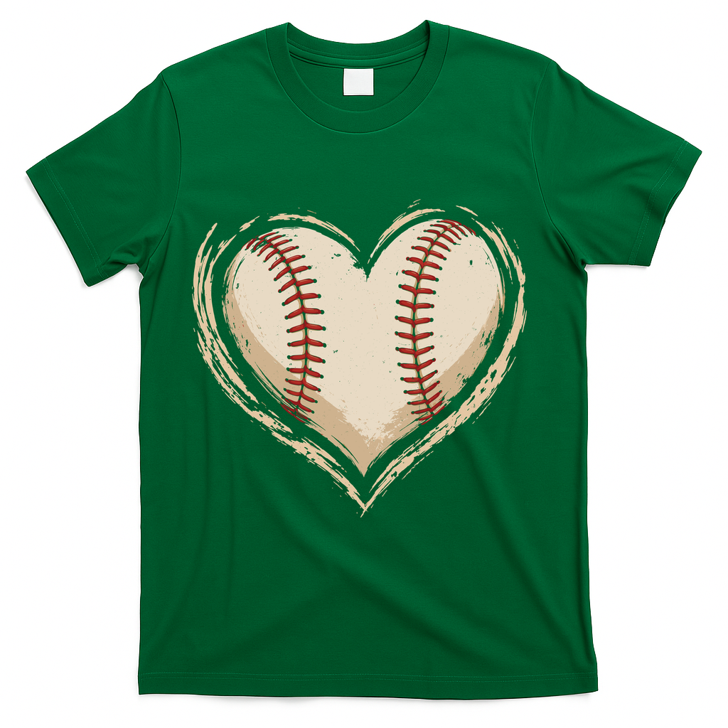 Heart Baseball Love T-Shirt - Green