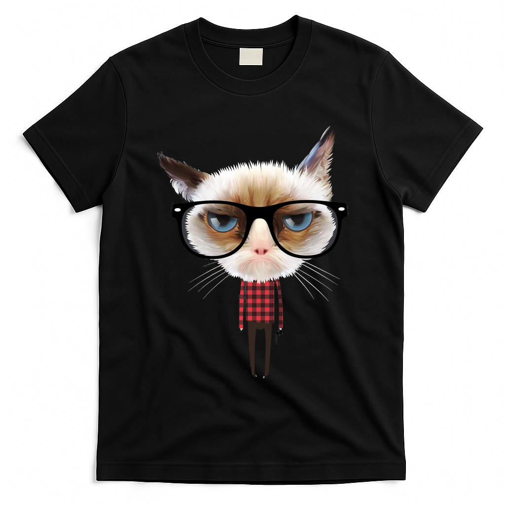 Funny Hipster Cat T-Shirt