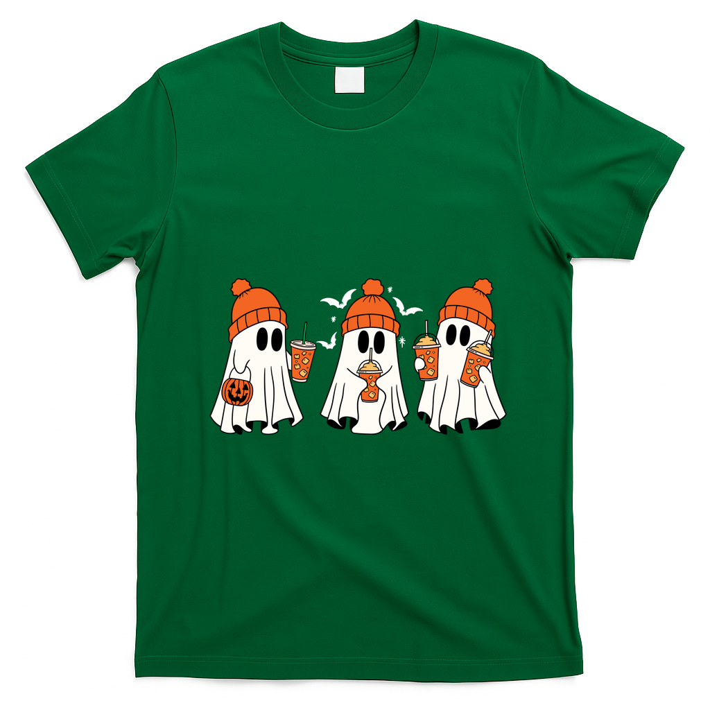 Halloween Coffee Lover Ghost T-Shirt - Irish Green