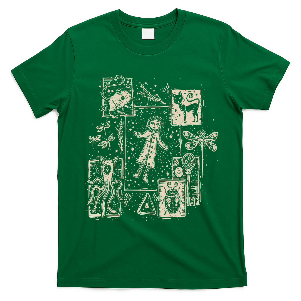 Horror Coraline Movie T-Shirt - Irish Green