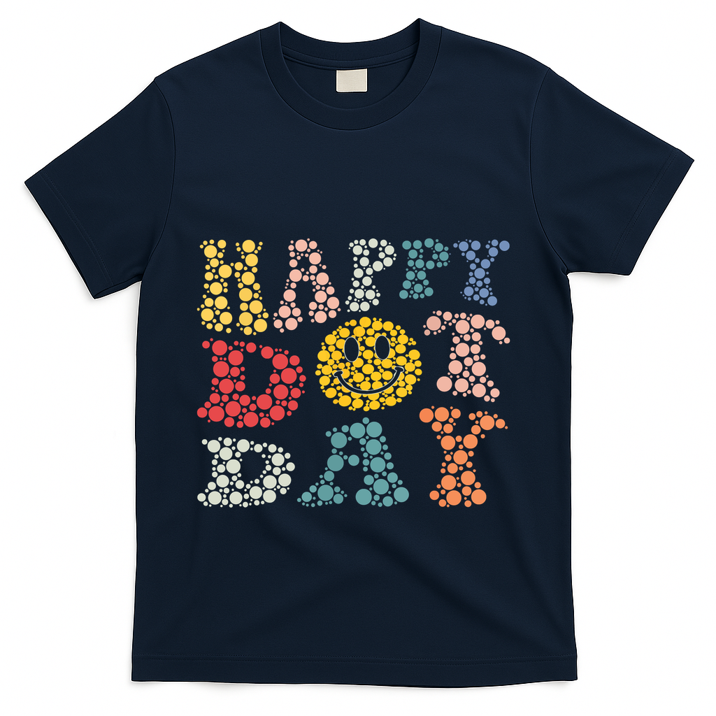 Happy Dot Day Shirts For Teacher Smile Face T-Shirt - Navy